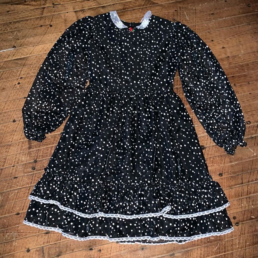 Martha Too vintage size 10 black and white polka dot party pageant dress